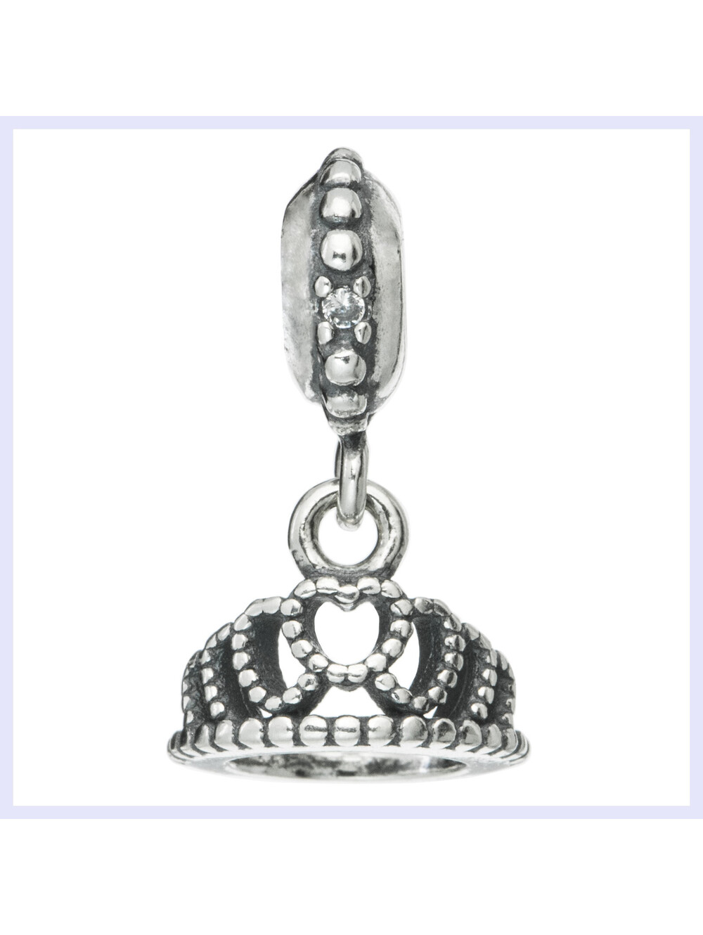 Sterling Silver Princess Crown Screw on Dangle Bead for European Charm Bracelet